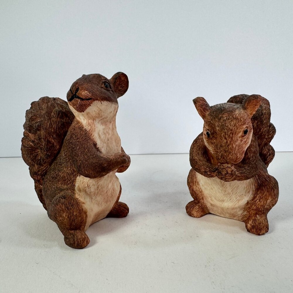 Vtg Resin Squirrel Pair Figurines Small